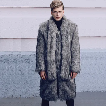 100 cm lungime reală haină de blană de vulpe bărbați naturala autentica vulpe argintie blană haina rever moda de iarnă călduroasă haină de blană faux
