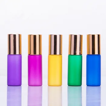 100 x 5ml Gol Mini Sticlă Mată, Rola Pe Sticla pentru Uleiuri Esențiale din Oțel Inoxidabil, Bile Colorate Reîncărcabile Recipiente de Parfum