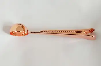 100buc/lot de Lux Rose Gold din Otel Inoxidabil de Cafea Lingură de Măsurare Cu Clip Sac de Etanșare Ceai Măsură Lingura Instrument de Bucatarie lin4472
