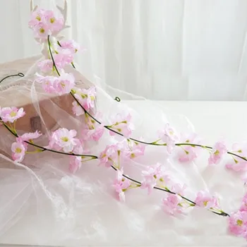2 metri lungime Artificiale Flori de Cires Floare de Nunta de Decorare DIY Rattan Ghirlanda de Simulare de flori de viță de vie Partid decor Acasă