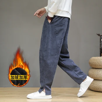 2021 Japonia Casual Solid Pantaloni pentru Bărbați de Iarnă se Ingroase Pantaloni Harem de Bărbați Stil coreean Cald Supradimensionat Pantaloni sex Masculin