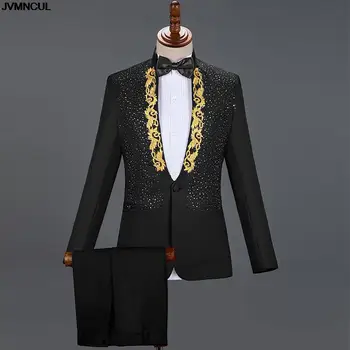2021 nou costum adult de sex masculin de stand-up guler cu paiete cantareata gazdă costum de scenă corul de bărbați rochie costum costum vestido trajes