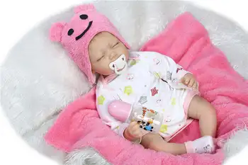 22inch Silicon membrelor Pânză Corpul Renăscut Papusa rădăcini de păr bebe in viata roz dormit papusa realist copii Cadou de Ziua bonecas