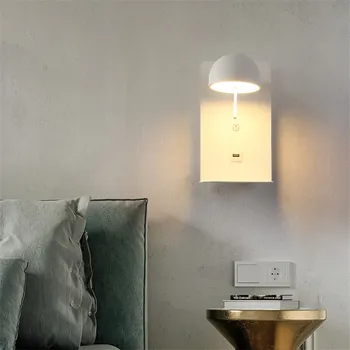 3 Stil Nordic creative Led lampă de perete Modernă Dormitor noptieră Lampa USB reîncărcabilă de depozitare Lumini de perete