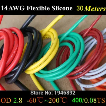 30 de Metri 98.4 ft 14AWG Flexibil de Cauciuc Silicon Sârmă de cupru Cositorit linie de BRICOLAJ Electronice cablu 10 culori pentru a alege de la