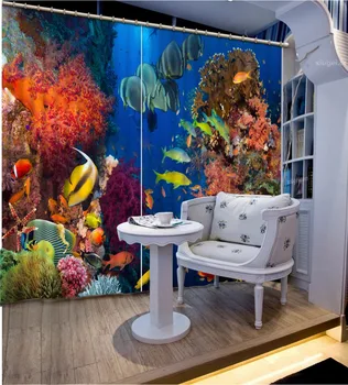 3D Baie Perdea de Duș de Corali Colorate de Pește Perdele Pentru Dormitor Personalizat Nou 3D Frumoase Opace Umbra Fereastra 3D Cortina