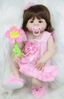 55cm Corp Plin de Silicon Renăscut Fata Dulce Baby Doll Jucarii Copilul Nou-născut Prințesă Copii Papusa Cadou de Ziua de nastere Cadou de Baie Jucarii