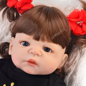 55cm Corp Plin de Silicon Renăscut Fata Papusa Jucării Realiste bebes renăscut Papusa Copil Ziua de nastere Cadou de Crăciun adevărat renăscut bonecas