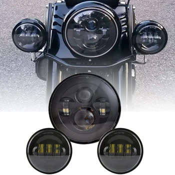7inch Rotund Motocicleta LED-uri Faruri cu 4.5 inch LED Auxiliar de Ceață Lămpi cu lumină de întâlnire pentru Rege Drum Touring Electra Glide