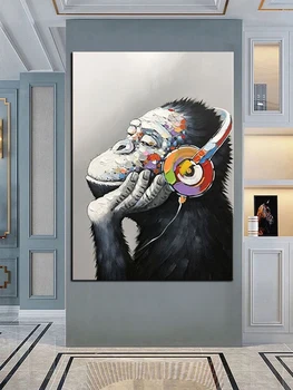 Animale Gorilla Abstract Pictură În Ulei Arta De Perete Decor Acasă Imagine Modernă, Pictate Manual, Pictura In Ulei Pe Panza Cameră Decor