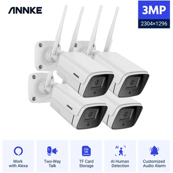 ANNKE 4BUC 3MP Super HD Wireless IP Camera de Securitate Sprijină 256GB TF Card AI Omului de Detectare de la Distanță Acces WiFi CCTV aparat de Fotografiat
