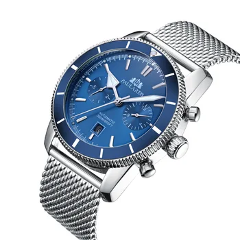 Automatic Mens Watch Net din Oțel Inoxidabil Albastru din Piele Fata Mare 46mm Ocean Luminos Ceas Barbati Sport Watch Ceas Mecanic