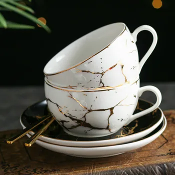 Creative Ceramice Reutilizabile Marmură Ceașcă de Cafea Cu Lingura texturate portelan pictate manual cafea, ceai, ceasca si farfurie set nou II50BYD