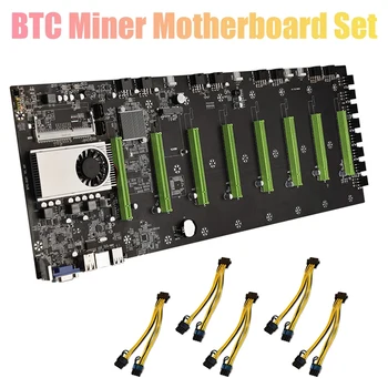 D37 BTC Miner Placa de baza cu 8pini la Dual 8pini prin Cablu DDR3 8XPCIE 16X SATA3.0 pentru Miner PCI-E 16X BTC Mining