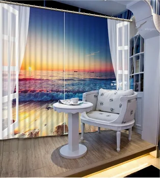 De lux Europene plaja Modern balcon 3d cortina de moda, decor acasă decor pentru dormitor