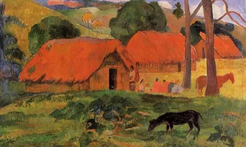 De înaltă calitate, pictura in Ulei pe Panza, Reproduceri Cele Trei Cabane (1891) de Paul Gauguin a pictat