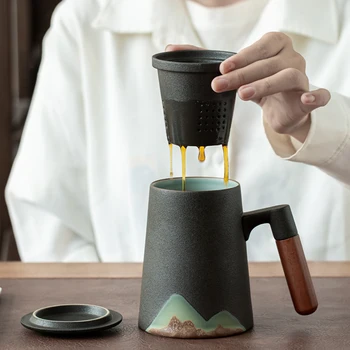 Design montan ceramice cani de ceai cu filtru ceramic de cafea ceasca de ceai chinezesc cana 400ml