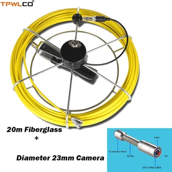 Diametru 23mm Țeavă Camera de 20m Impermeabil Endoscop Șarpe Inspecție Cablu Digital Pentru Inspecție Țeavă Sistem de aparat de Fotografiat