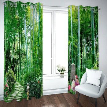 Dimensiuni personalizate Verde și Frumoasă Pădure de Bambus Model Fereastră Perdele Opace, Izolare Termică 3D Perdea Pentru Camera de zi Dormitor