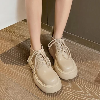 Femei Martin Pantofi Stil Britanic Versatil Scurt Toamnă Noul Single Cizme Dantela-up Culori Amestecate Botine