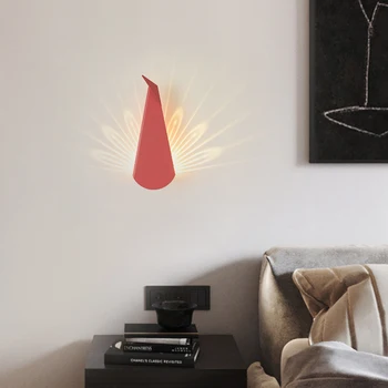 Modern Nordic Minimalist Lampă De Perete Creative De Fier A Condus Păun Deco Lumină Pentru Camera De Zi, Scara Culoar Dormitor Noptieră Lampa E27