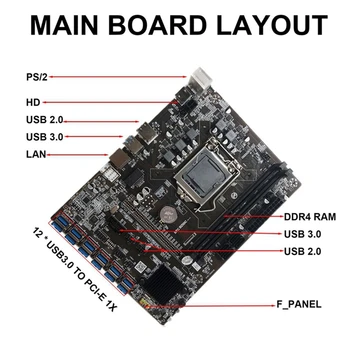 NOU-B250C Miniere Placa de baza cu G3900 CPU+Cablu SATA+Cablu RJ45 3 Metri+Comutator Cablu 12XPCIE să USB3.0 Slot Pentru Card De Bord