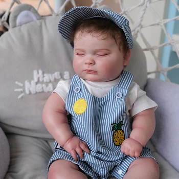 NPK 50CM Corp Plin de Silicon Renăscut Baby Boy Sleeping Joseph Papusa Înrădăcinate Par Pictate manual Papusa cu Geneza Vopsea mai Multe