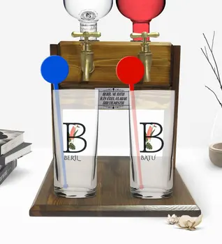 Personalizate Imprimate Colorate Capul Scrisoare Numele de Design Dual Vodka Cup și Atingeți de două ori din Lemn Natural Vodca Standı-11
