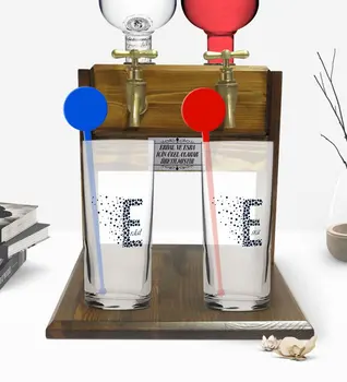 Personalizate Imprimate Colorate Scrisoare Dual Vodka Cup și Atingeți de două ori din Lemn Natural Vodca Standı-5