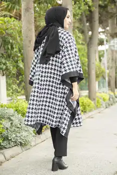 Ranga Model Panço Alb Negru Iarna Toamna anului 2021 Femeile Musulmane Hijab, vălul Islamic Turcia