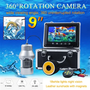 Rotație de 360 de Pește de Apă Camera F08AL 9inch Monitor LCD 18Led Underter Monitor de Pescuit Dispozitiv Camera Video Recorder rezistent la apa
