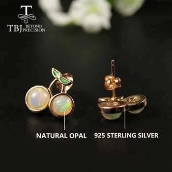 TBJ,Naturale Opal cercei cireșe design drăguț 925 sterling silver rose gold bijuterii pentru fete fiica iubita bijuterii fine