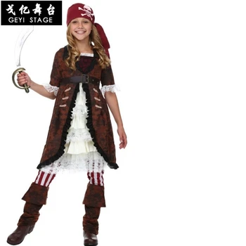 Transport gratuit Pirați costum de Halloween pentru copii Pirat Căpitanul Cosplay dominator fată costum de pirat